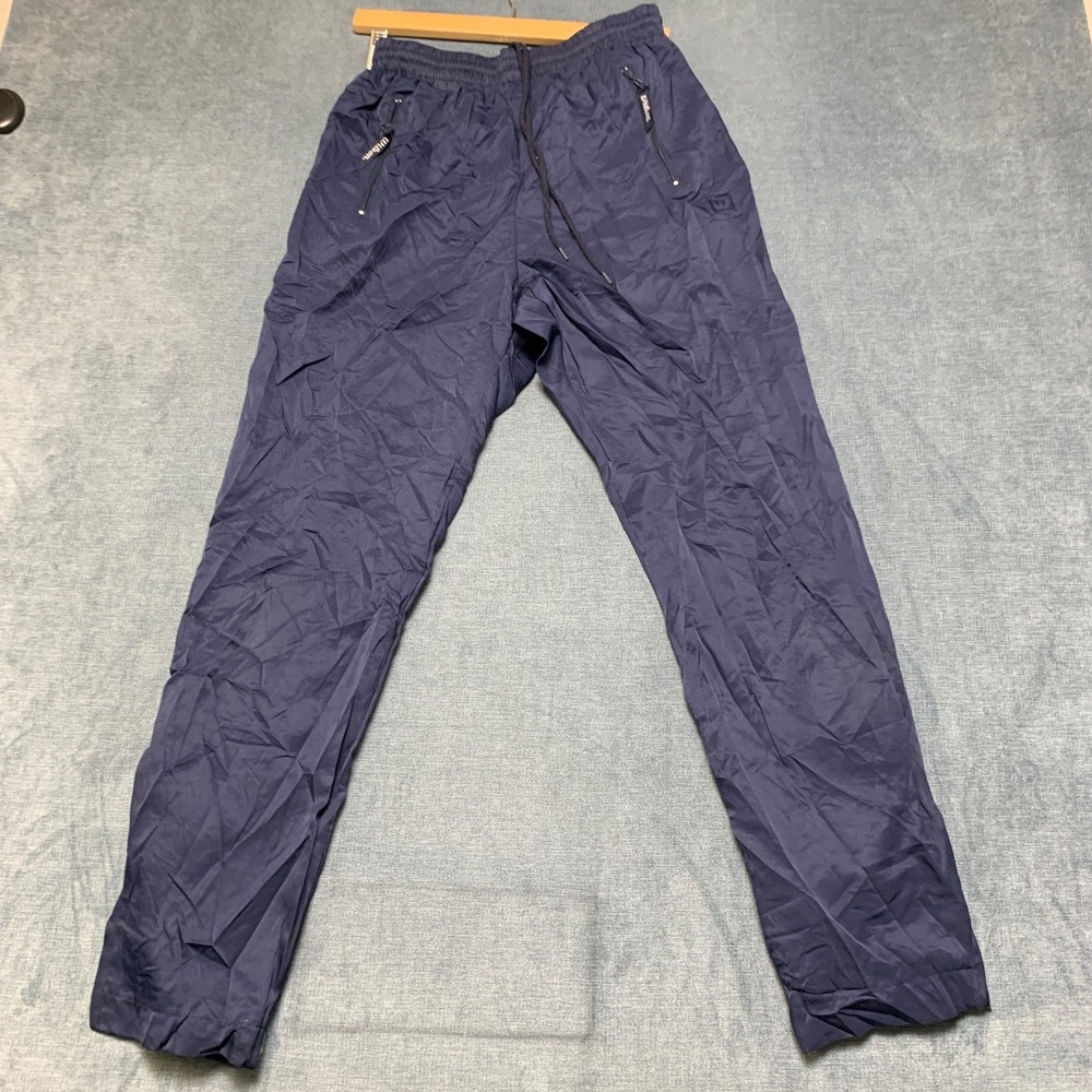 Wilson Athletic Pants Mens Medium Navy Blue Straight Leg Drawstring Zip Pockets - Picture 10 of 15